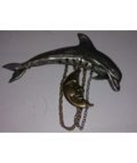 Dolphin Lapel Pin Brooch with Moon Dangle - €8,52 EUR