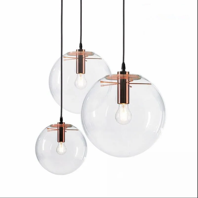 Round Glass Pendant Light Nordic Globe Ceiling Chandelier Hanging Lamp E27 - $40.62+