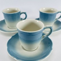 SYRACUSE China ESPRESSO Demitasse Blue Shaded Cups and Saucers VTG 3 Sets - $19.55