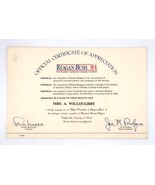 Ronald Reagan George Bush 1984 Campaign Committee Certificate of Appreci... - €12,79 EUR
