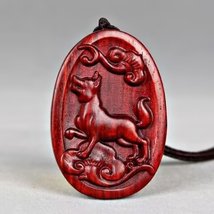 Dog Chinese Zodiac Rosewood Pendant Hand Carved Amulet Gift 5cm Height - $27.38 CAD