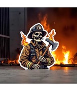Skeleton Firefighter Sticker, firefighter, bunker gear, fireman, ax, mus... - $5.41 CAD+