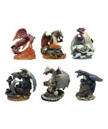 Set of 6 Fantasy Mini Fire Dragons Figurines Dungeons And Dragons Collec... - £38.31 GBP