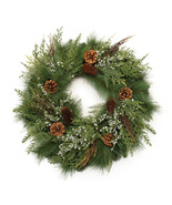 Mixed Pine Juniper and Pincone Wreath 24&quot;D - $105.31 CAD