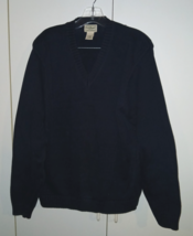L.L. BEAN MEN&#39;S DARK NAVY BLUE COTTON V-NECK PULLOVER MEN&#39;S SWEATER-M-WO... - €15,55 EUR
