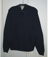 L.L. BEAN MEN&#39;S DARK NAVY BLUE COTTON V-NECK PULLOVER MEN&#39;S SWEATER-M-WO... - €15,44 EUR