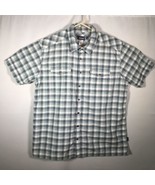 Patagonia Men&#39;s XL Button Front Blue Gray Checkered Shirt Two Pocket S/S - $33.94 CAD