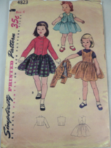 1940s Simplicity Pattern 4823 Girls&#39; Jumper Weskit &amp; Jacket Sz 6 Complete - $7.91