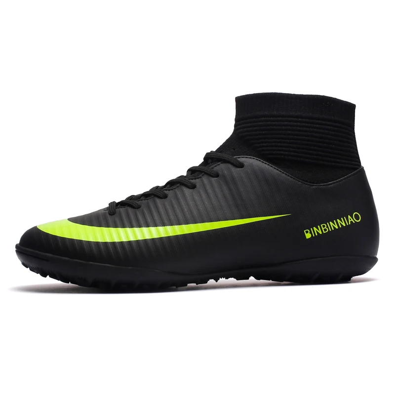 BINBINNIAO 2024 High Ankle Football Boots Cleats Men Soccer Shoes Adult Kids TF/ - £191.23 GBP