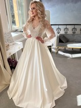 Beautiful Exquisite A-line Wedding Dress For Bride Princess Lace Appliques Long  - £305.88 GBP