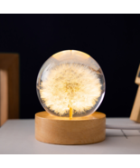 Flower Version 3D Crystal ball with beech wooden base, Christmas Gift - £25.62 GBP+
