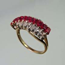 2.65Ct Ruby Diamond Wedding Crossover Bypass Band Ring 14k Yellow Gold Over - £81.59 GBP