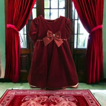 NEW Macys Rare Edition Dress 24M Burgandy Red Velvet Short Sleeve 2 Piec... - $24.26