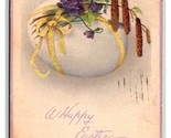 A Happy Easter Egg Wiith Ribbon and Flowers DB Postcard H29 - $2.92