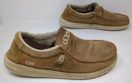 Hey Dude Wally Suede Cafe 110061542 Brown Slip O Sherpa Shoes Mens US Size 8 - £21.73 GBP