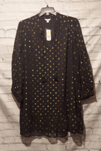 Crown &amp; Ivy Womens 3X Mini Dress Black Gold Lined Ruffles Long Sleeve NWT - $29.69