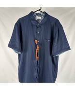 Age Of Wisdom Men’s Short Sleeve Button Shirt Cuff Sleeve Navy Blue 2XL - $17.72