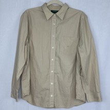Lauren Ralph Lauren Tan Long Sleeve Button Cotton Green Label Defect Size 1X - £8.04 GBP