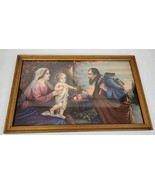 Holy Family Chromolithograph Print Mary Joseph Jesus 22x14 Giovani/Unter... - $227.69