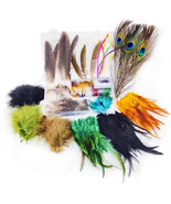 Fly Tying Materials Kit 14 Types • UV Dyed Hackle, Dubbing, Feathers, Ho... - $43.32