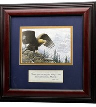 Framed Art Bible Verse Wall Hanging Matted Exodus 19:4 Eagle&#39;s Wings 13&quot;... - £18.10 GBP