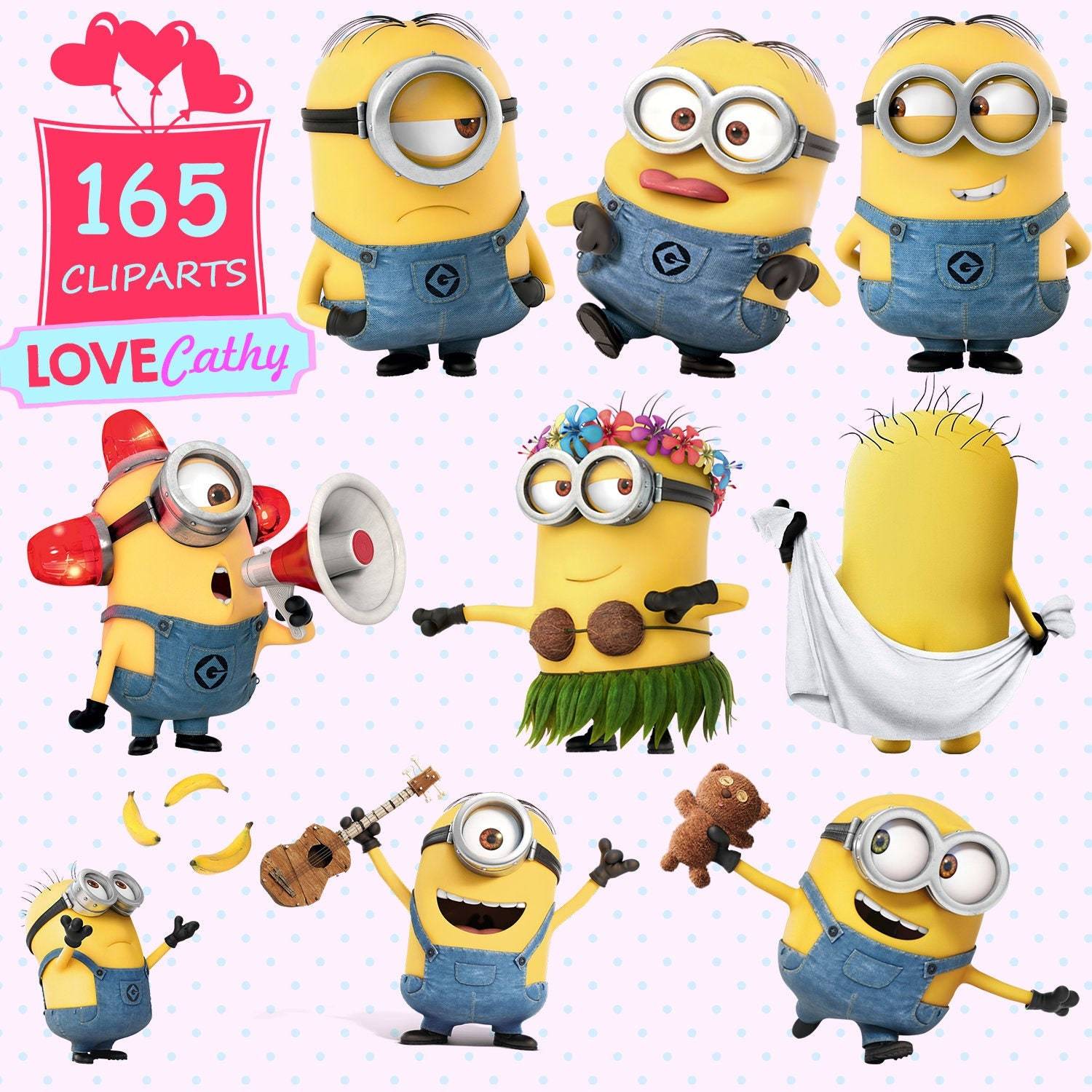Minions, Clipart Digital, PNG, Printable, Party, Decoration - Scrapbooking