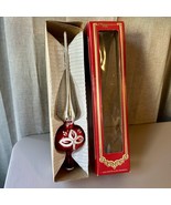 Vintage Liberty Bell Glass Red Silver Glitter Christmas Tree Topper Fini... - $40.73 CAD