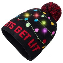 Unisex Led Light Up Ugly Christmas Sweater Cute Bright Lights Knitted Hat Beanie - £29.87 GBP