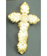 Home Interior GIA 5238 gold plastic wall hanging cross - $20.26