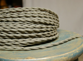 Clay color scribble cloth covered wire, vintage style lamp cord, former - £1.08 GBP