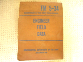 Vintage Dept of the Army ENGINEER FIELD DATA FM5-34 December 1969 - $7.68