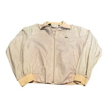 Izod Bomber Jacket Tan Cream Vintage  Lacoste Mens Medium Beige Retro Mr... - £65.89 GBP