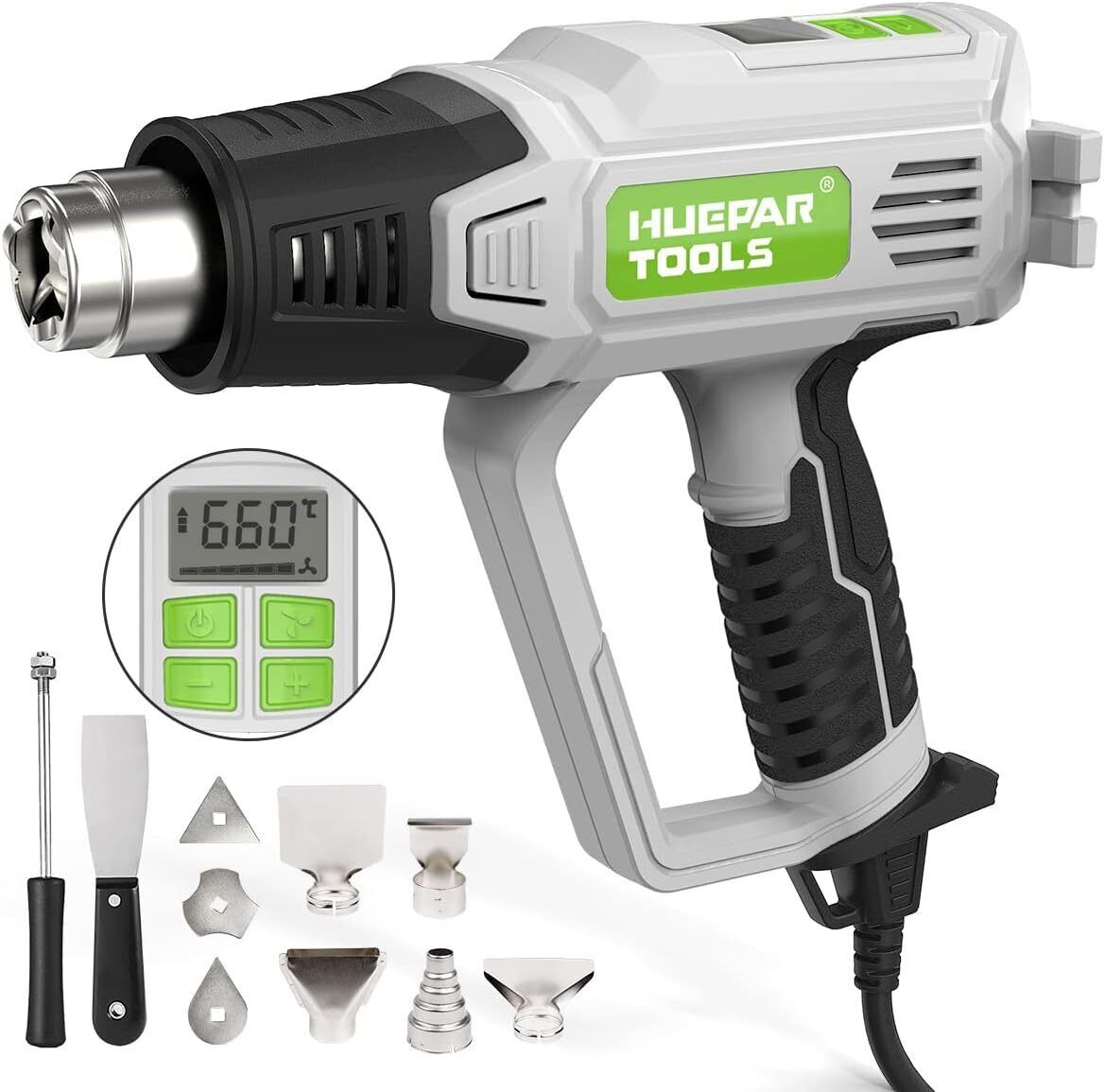 Primary image for Huepar Tools Heat Gun 10 Accessories Hot Air Gun with LCD Digital Display,