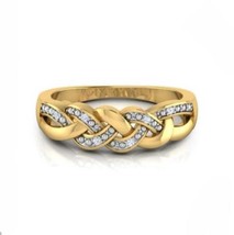 Art Deco .06CT Real Diamond Engagement Ring Band With 14k Solid Yellow Gold - £365.05 GBP