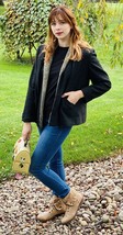 Vtg 1950s Gray Real Fur Wool Jacket Korn Bluth Dye Short Coat Womens S - $128.65