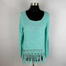 Rain + Rose Beautiful Womens Medium M Turquoise Green Knit Sweater Fring... - £21.05 GBP