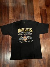 Vintage 1988 3D Emblem Harley Davidson Harley’s &amp; Good Whiskey T-Shirt S... - £116.80 GBP