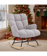 Nursery Rocking Chair Teddy, High Backrest, Comfortable Stylish with Pad... - €139,91 EUR