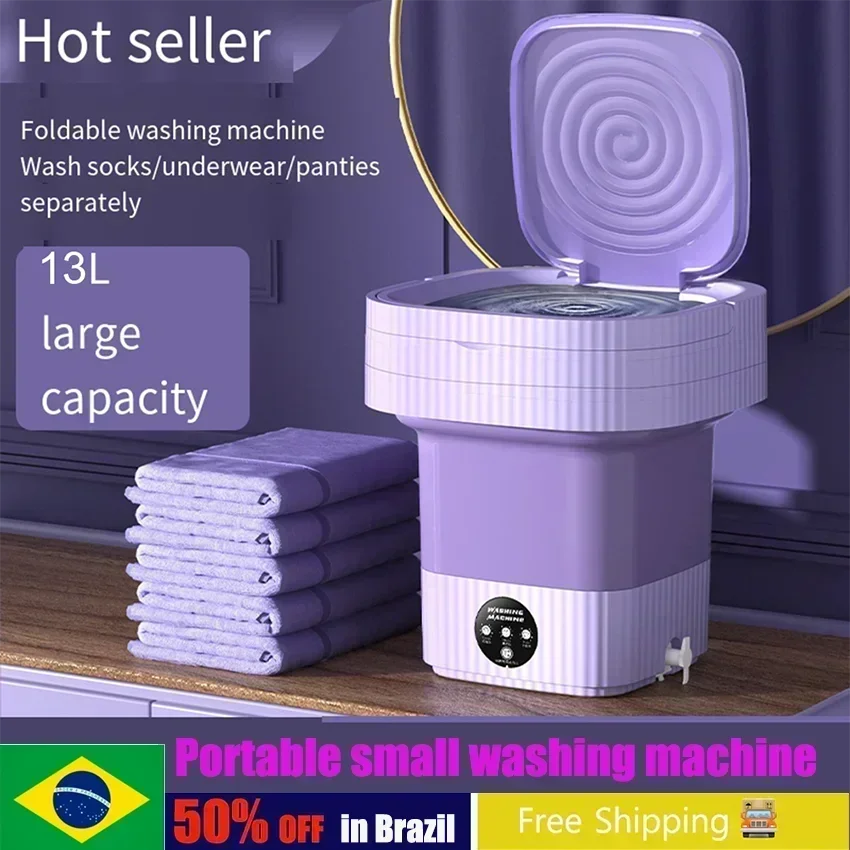 Portable Folding Washing Machines 13L Large with Dryer Bucket for Clothes - $20.52+