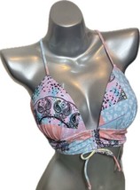 Salt + Cove Bikini Swimsuit Top Size Large Pink Blue Paisley Tie Front NEW - £19.38 GBP