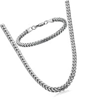 Stainless Steel Wheat Chain Necklace for Men Set - $62.45