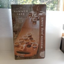 Hammer And Axe Wooden Pong Game New in Box Cups, Balls, Bag &amp; Tray for P... - $21.77