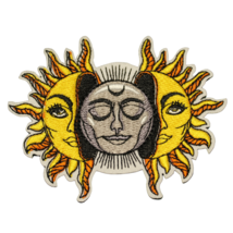 Sun Opening Moon Celestial Cartoon Clothing Iron On Patch Decal Embroidery - £5.53 GBP