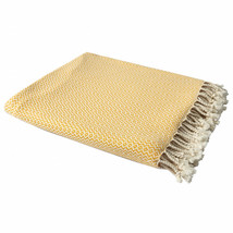 50" X 60" Yellow Woven Cotton Geometric Throw Blanket with Fringe - €68,53 EUR
