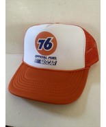 Vintage 76 Gasoline Hat NASCAR Trucker Hat Adjustable snapback Orange Hat - $15.03
