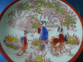 #24. Old Porcelain China Asian Japan Saucer Geisha Oriental Hand painted... - £8.90 GBP