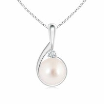 ANGARA 10mm South Sea Pearl Loop Pendant Necklace with Diamond in Silver - £423.09 GBP+