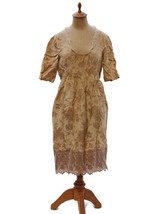 Twin Set Simona Barbieri Tan Viscose Lace Trim Dress Made In Italy Size ... - $41.87