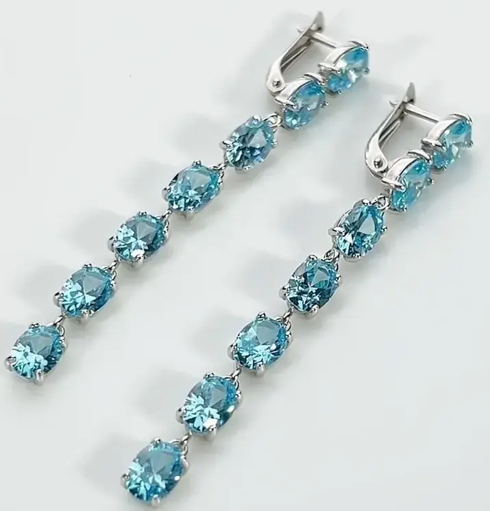Women&#39;s long earrings 925 silver with topaz - $161.17 CAD