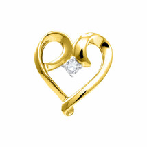 10k Yellow Gold Womens Round Diamond Solitaire Heart Fashion Pendant 1/20 Ctw - £111.96 GBP
